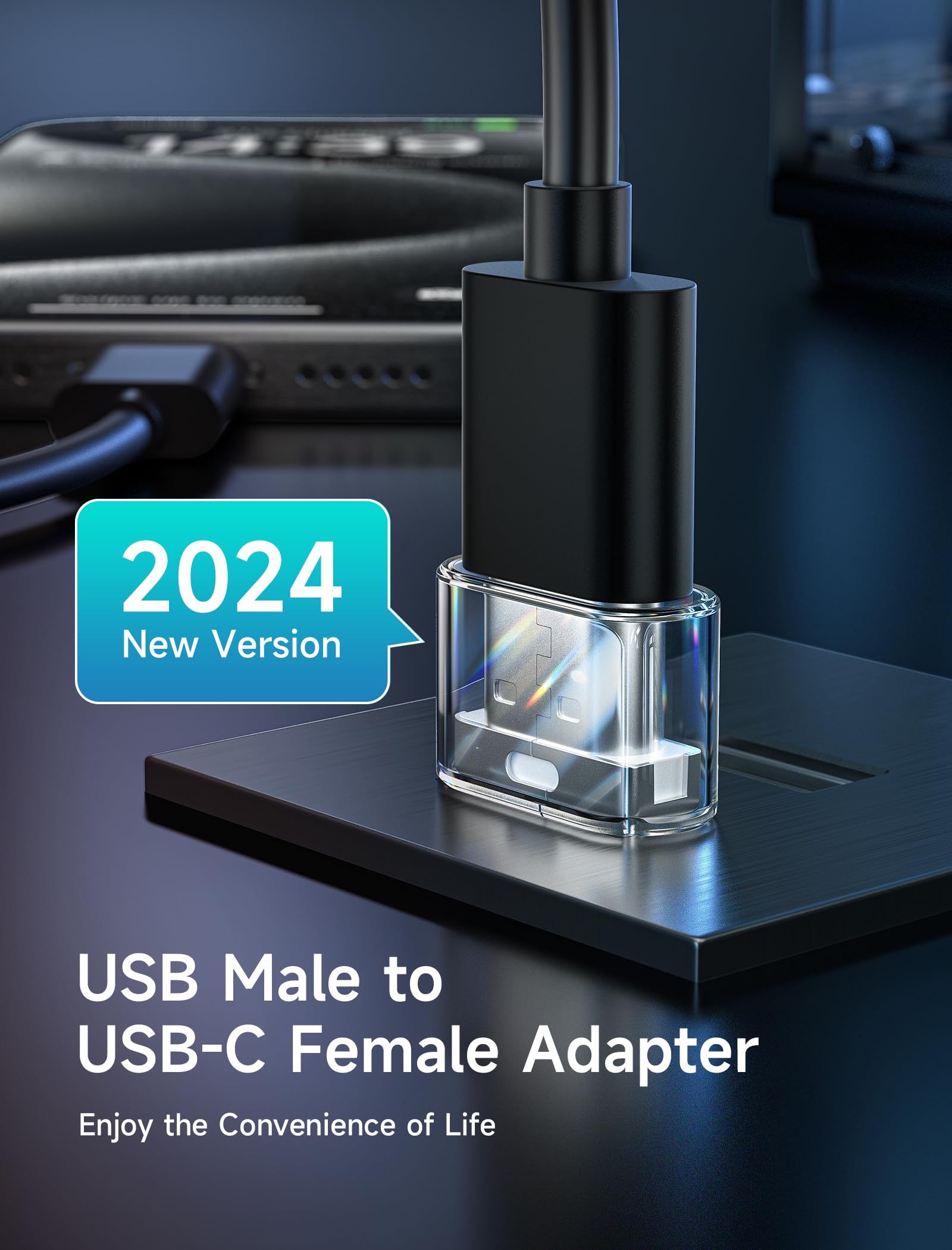 JSAUX USB C Female to USB Male Adapter 4-Pack - 3.1A Fast Charging Converter for iPhone 16/15/14/13 Pro Max, Apple Watch, Samsung Galaxy S24/S23 - Compatible with CarPlay & Android Auto - Crystal Clear Design for Home, Office & Travel Charging