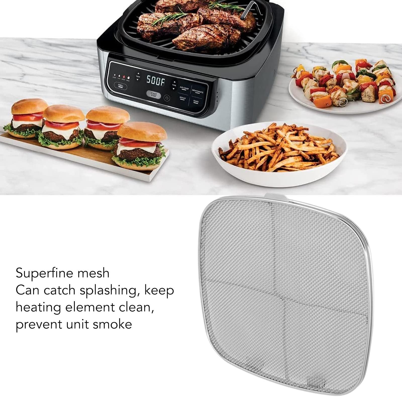 2 Pack Stainless Steel Splatter Shield for Ninja Foodi AG300 AG301C Air Fryer - Durable Replacement Cover - Perfect for Frying, Roasting & Baking (Fits Ninja Foodi Models AG300/AG301C)