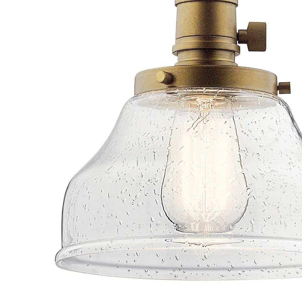 Kichler 43850NBR Avery 1-Light Pendant in Natural Brass - 100W Modern Ceiling Light Fixture for Dining Room, Kitchen Island & Bedroom Lighting