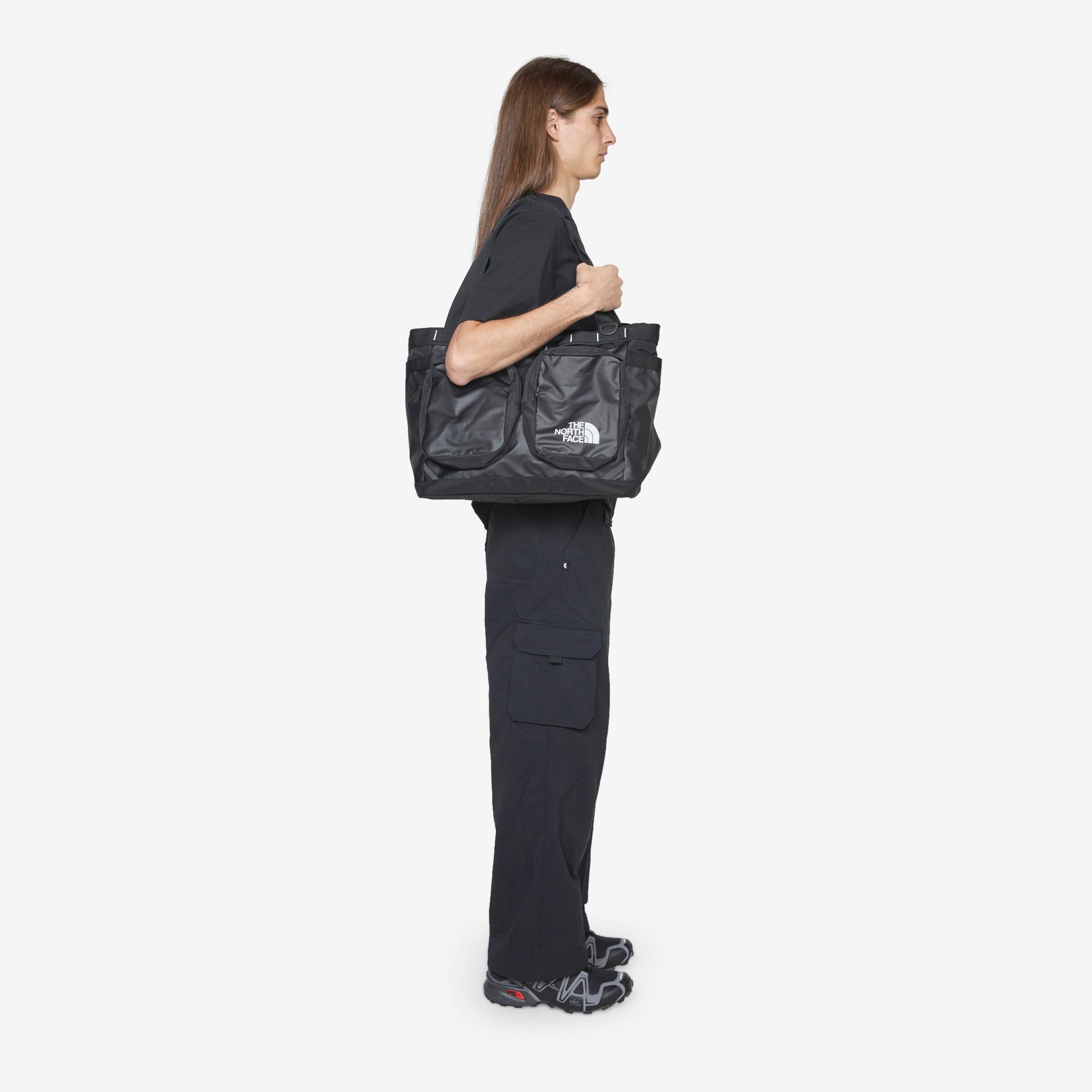 Base Camp Voyager Tote Bag - The North Face TNF Black & White Waterproof Travel Tote for Hiking, Camping & Outdoor Adventures