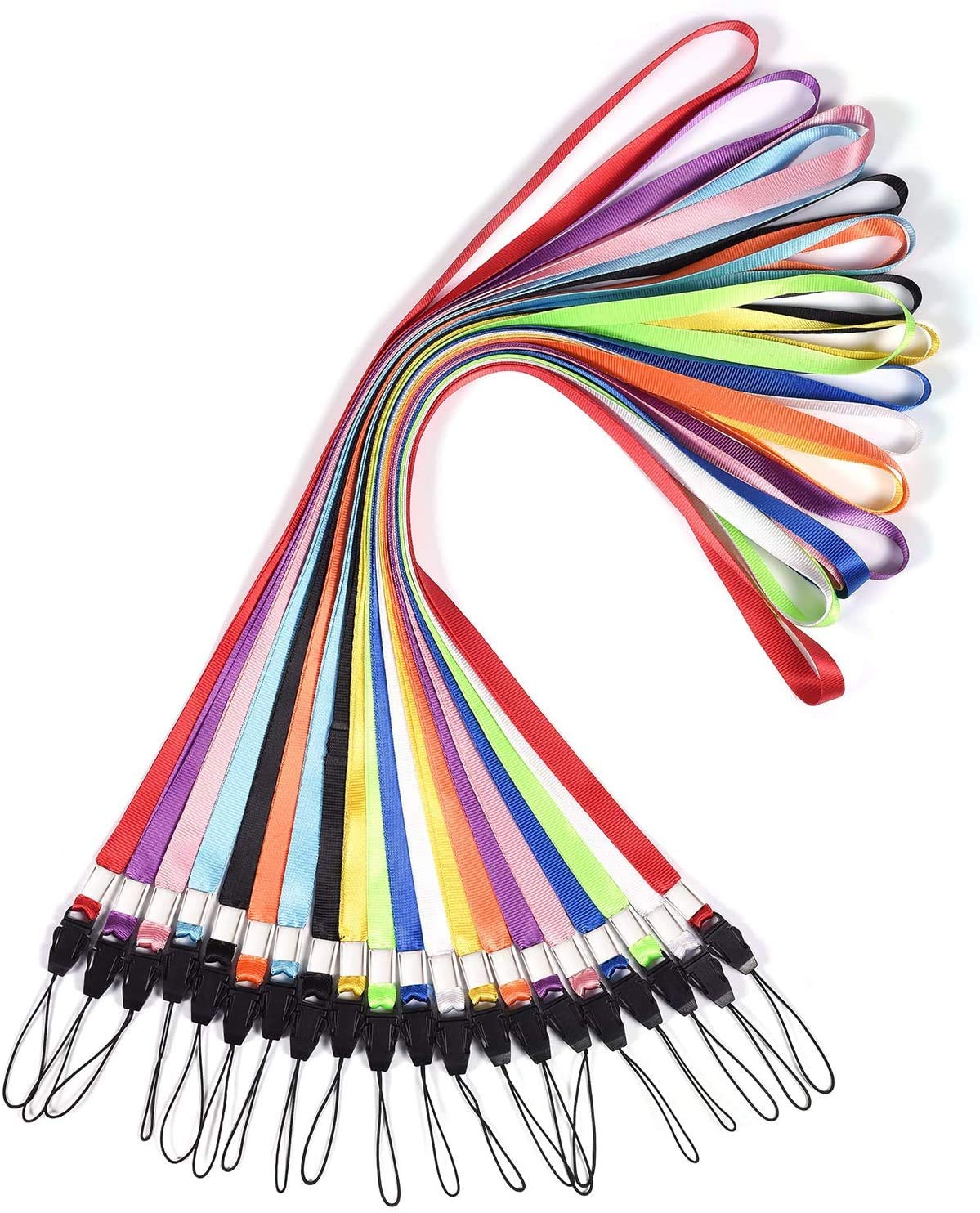 18-Inch Colorful Lanyards for USB Drives, Keys & ID Badges - 20PCS