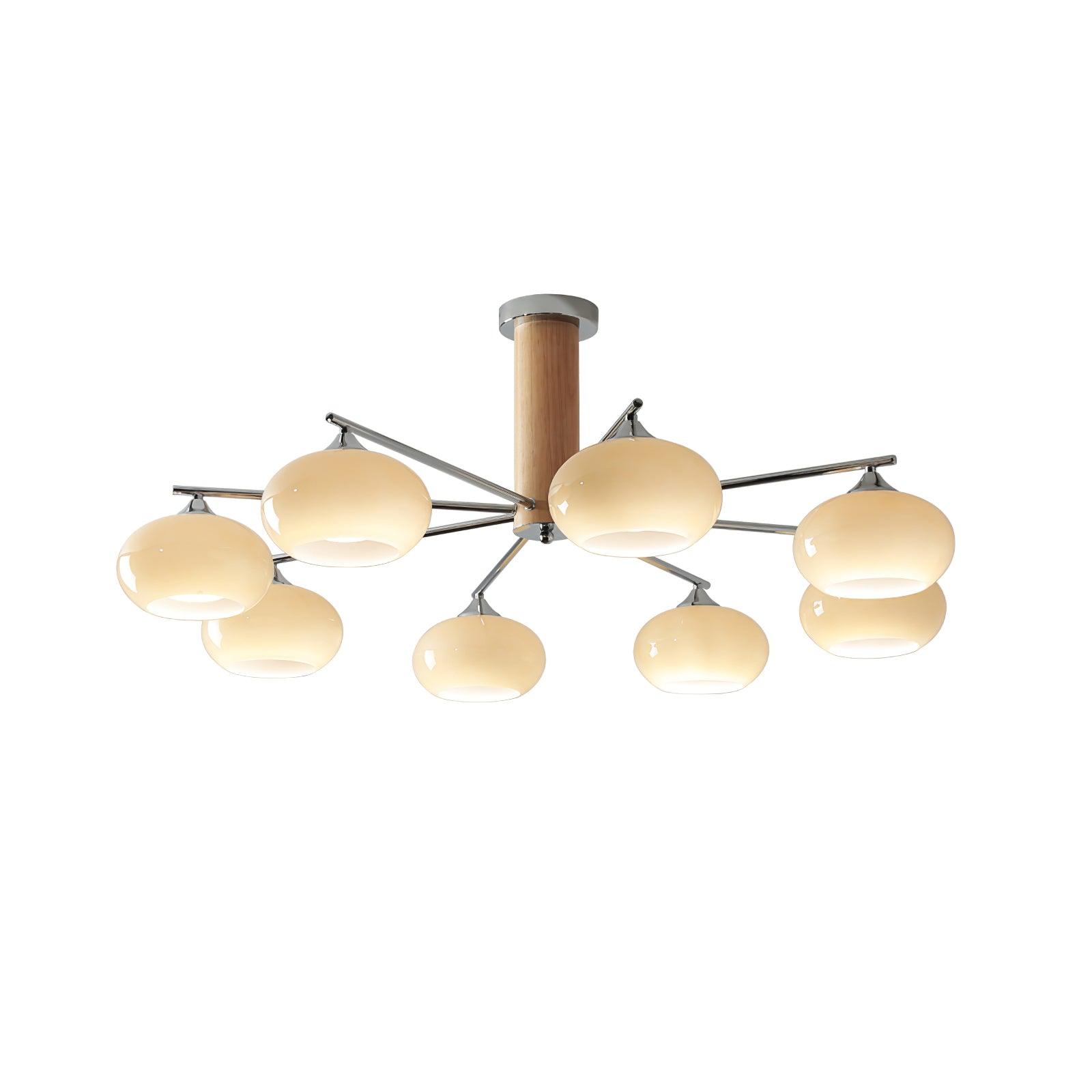 Stylish Elliptical Persimmon Chandelier - Modern Orange Glass Pendant Light for Dining Room, Living Room & Bedroom Decor