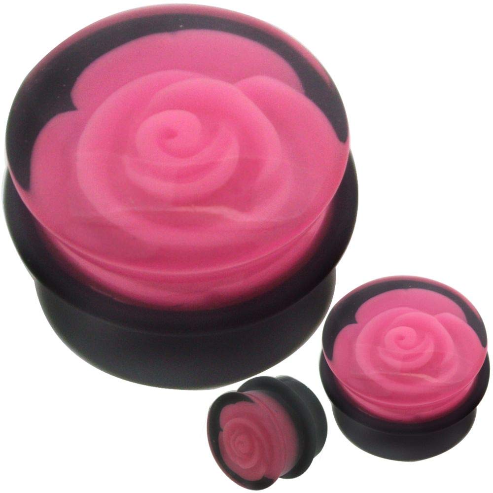 Rose Single Flare O-Ring Ear Plugs - 8mm to 20mm Ear Stretchers for Gauging - Perfect for Ear Stretching & Body Jewelry (Ideal for Piercing Enthusiasts & Alternative Fashion)