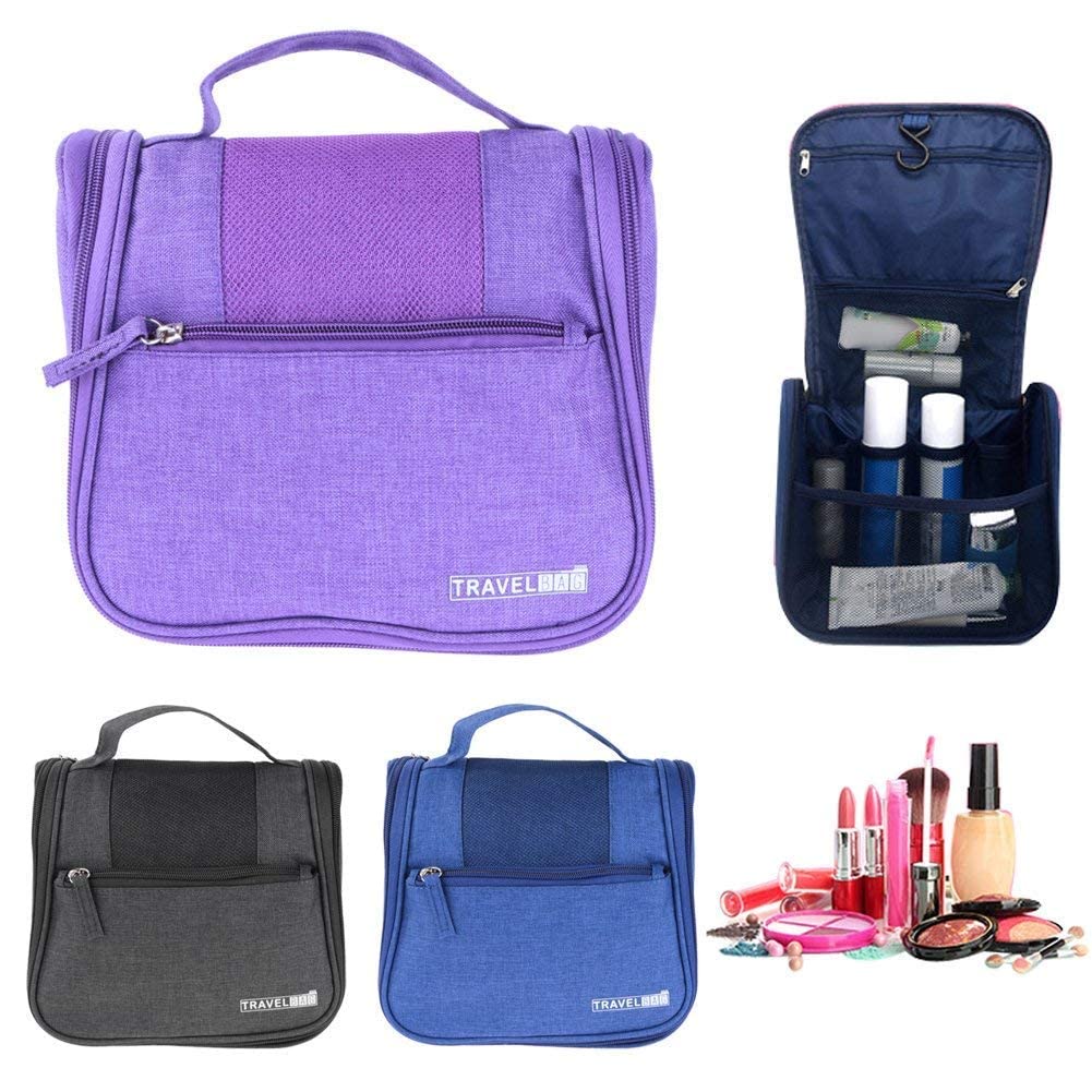 NIDY® Hanging Travel Toiletry Bag for Men & Women - Waterproof Cosmetic Organizer with Leak-Proof Design | Perfect for Makeup, Bathroom & Shower Essentials | Ideal for Travel, Gym & Camping Trips (Purple)