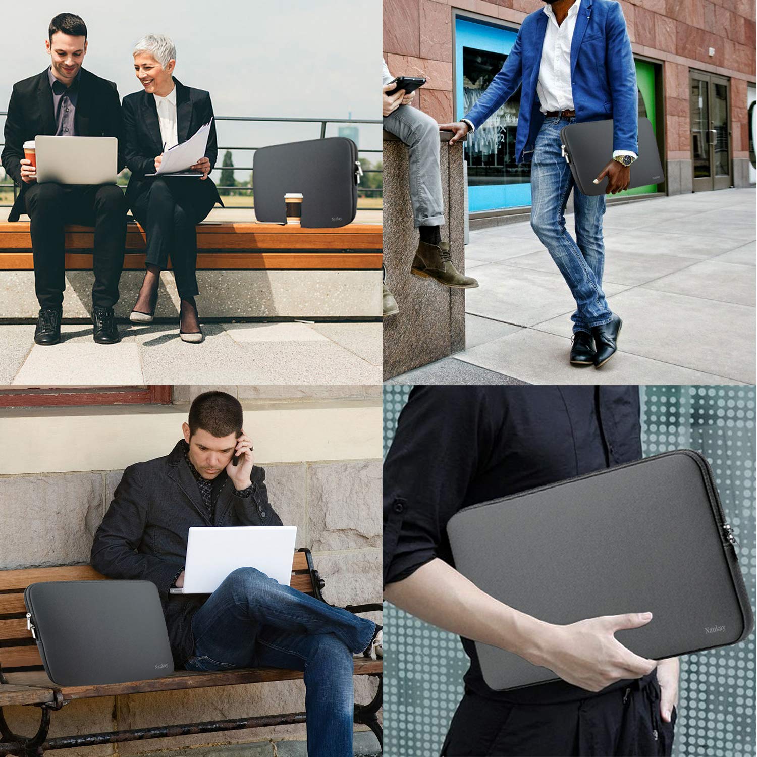 15.6 Inch Neoprene Laptop Sleeve Bag - Water Resistant Notebook Case for MacBook, Tablet & Computer - Grey, Perfect for Office, Travel & School