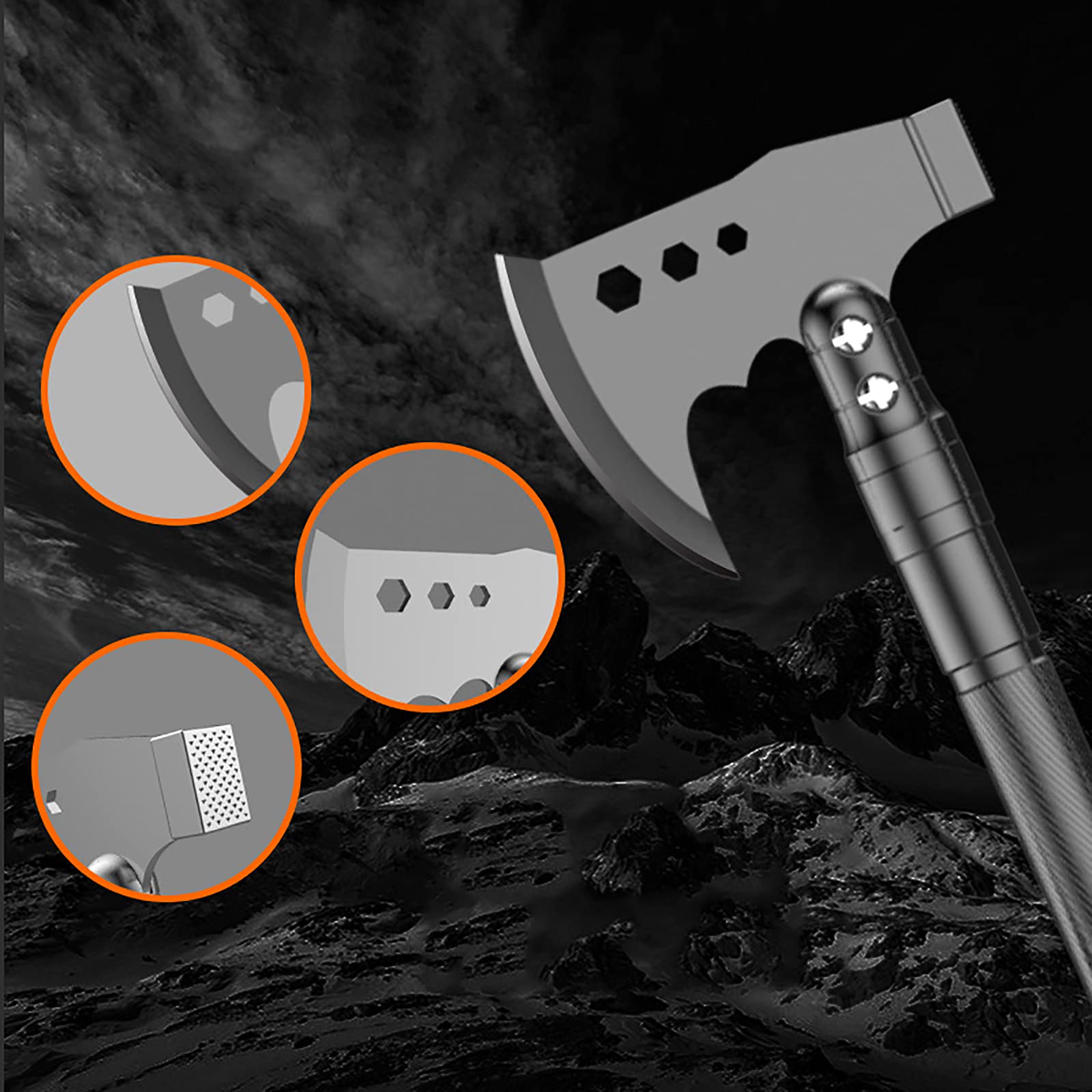 Multifunctional Folding Camping Shovel & Survival Axe Tool Set - High Carbon Stainless Steel Shovelhead with Storage Pouch - Perfect for Outdoor Adventures, Camping, Hiking, Cycling & Emergency Preparedness