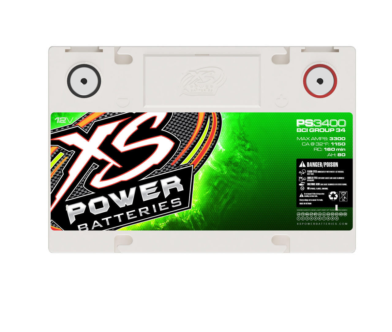 XS POWER PS3400 High-Performance AGM Battery for Motorcycles, ATVs, and UTVs - Reliable Power for Off-Road Adventures and Powersports Vehicles