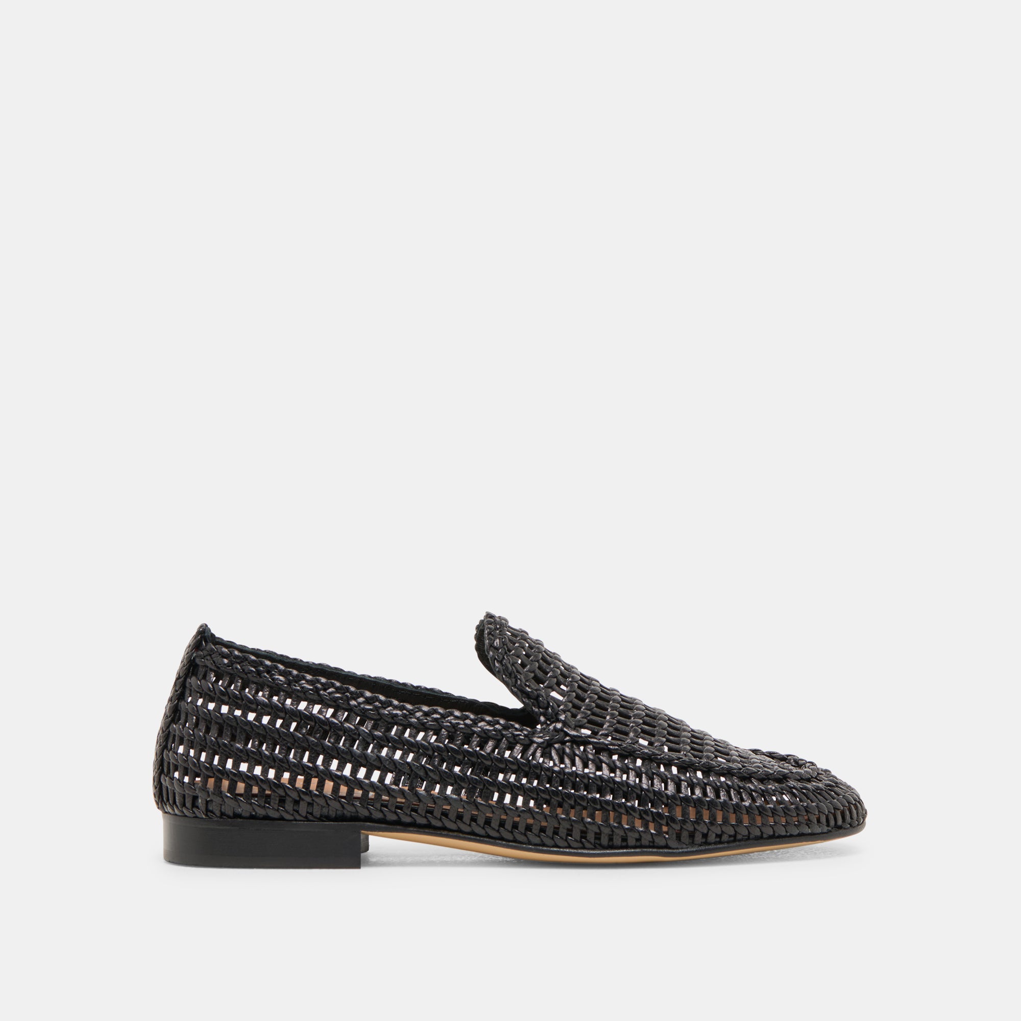 ARMOND FLATS BLACK WOVEN LEATHER Women's Shoes - Comfortable & Stylish Slip-On Loafers for Work, Office & Casual Wear