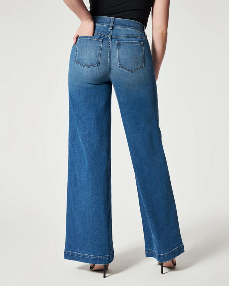 KELYWELL Mid Waist Wide Leg Jeans - Stretch Comfort for Casual Wear
