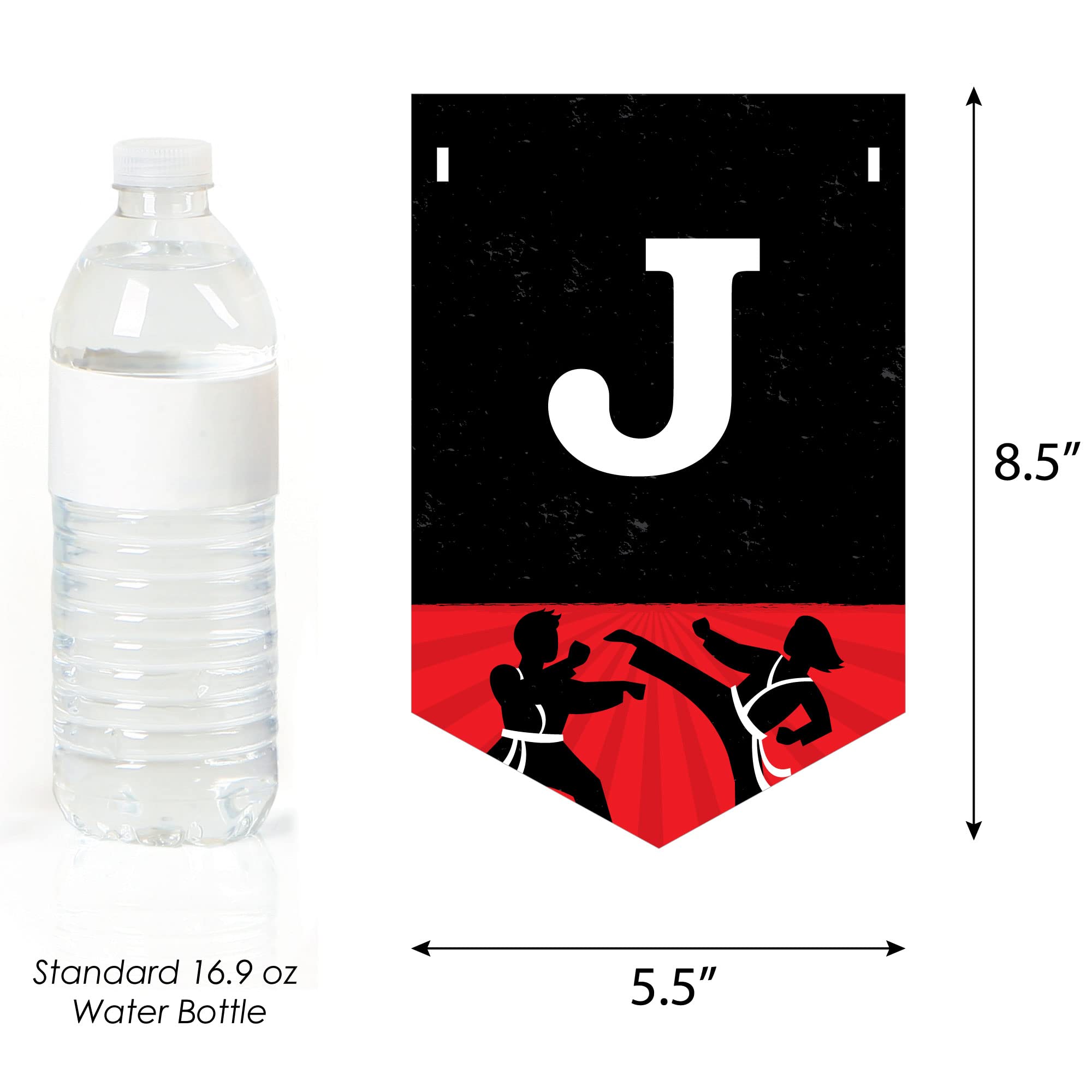 Karate Master Party Bunting Banner - Martial Arts Decorations for Karate Birthday, Dojo Celebration & Sports Theme Events - Jump Kick Block Design