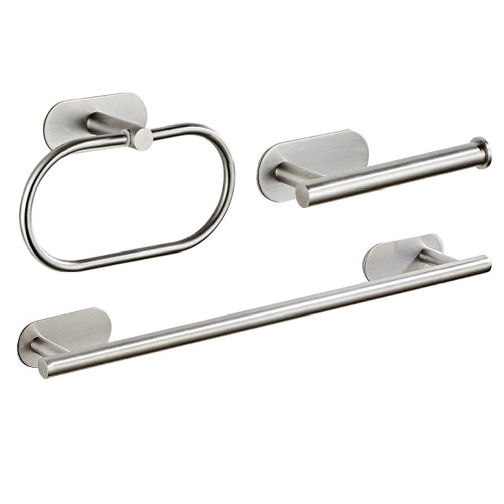 Premium 304 Stainless Steel 3-Piece Bathroom Accessory Set - Single Paper Towel Holder & Ring (15.7 Inch, Silver) for Home, Hotel & Commercial Use - Rustproof & Durable Bathroom Organization Solution