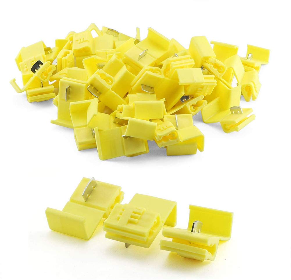 AKOAK 50 Pack 12-10 Gauge Yellow Solderless Quick Splice Wire Connectors - Electrical Tap Connectors for Automotive, Marine, and Home Wiring Applications