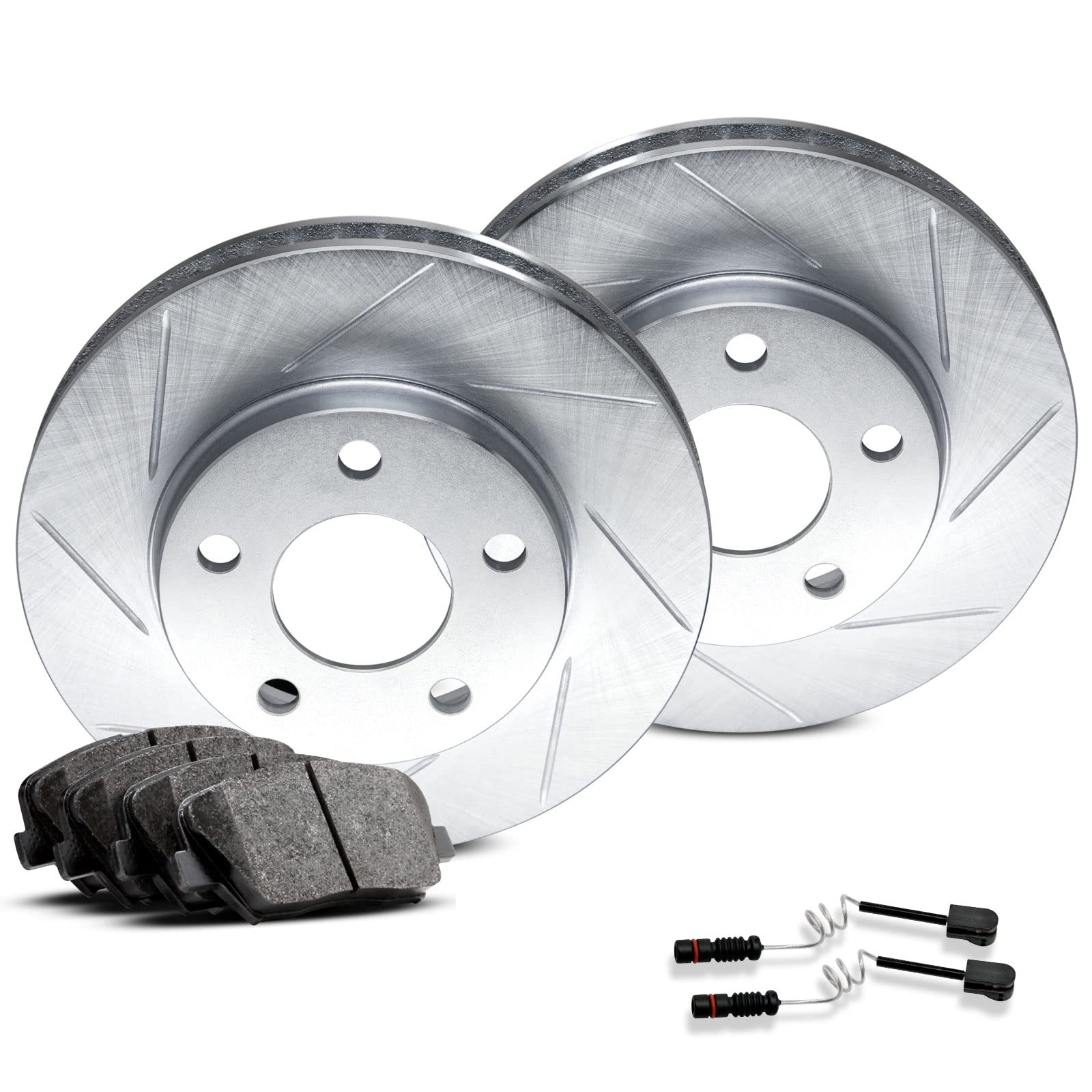 R1 Concepts Rear Brake Pads and Rotors Kit - Ceramic Brake Pads with Drilled & Slotted Rotors | RES.35062.02 | Perfect for Sedans, SUVs & Trucks | Smooth Stopping Power for Daily Commute & Performance Driving