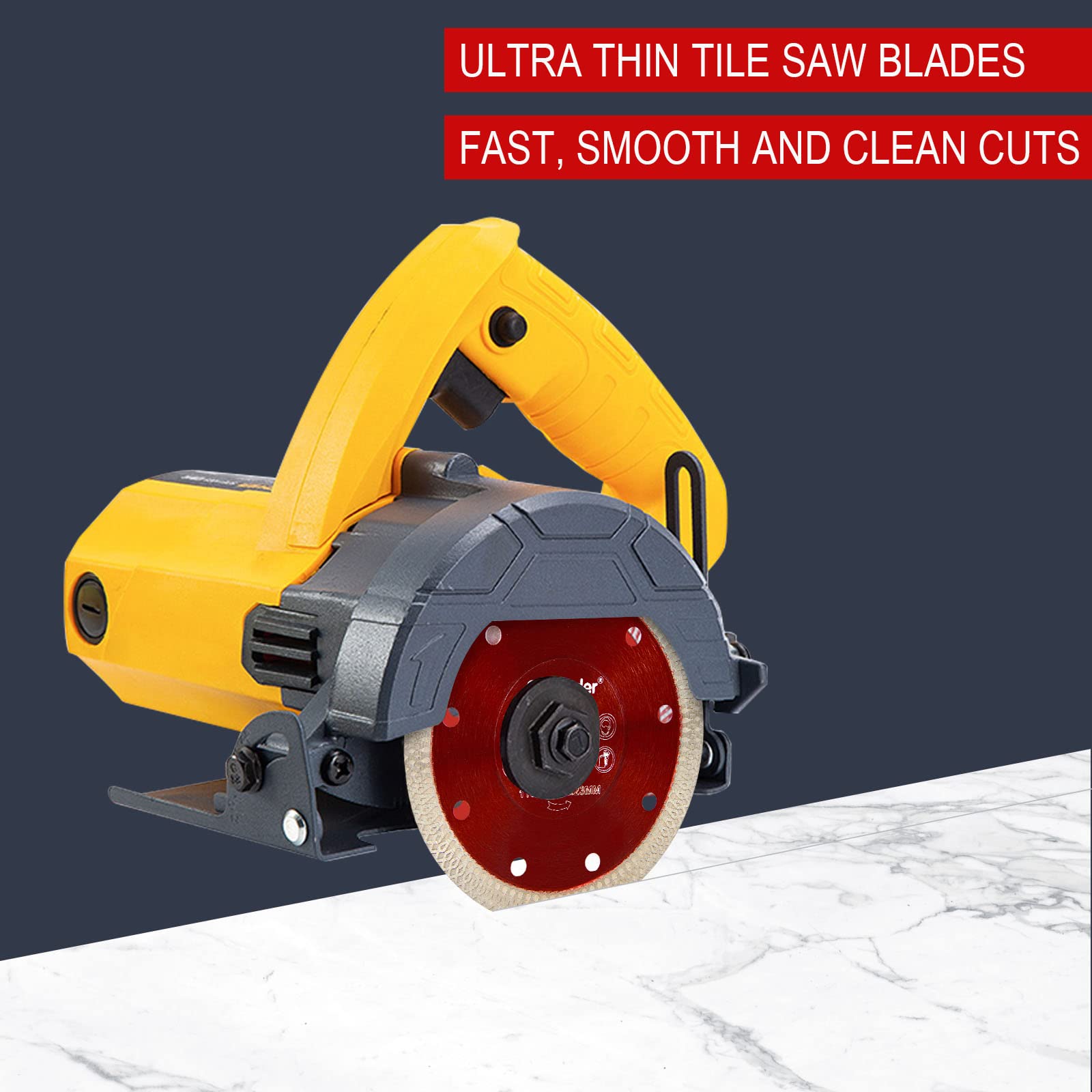 GoYonder 7-Inch Diamond Saw Blade - Ultra Thin 180mm Angle Grinder Disc for Cutting Porcelain Tile, Granite, Marble - 2PCs Red Blades for Professional Tile Work & DIY Home Renovation Projects