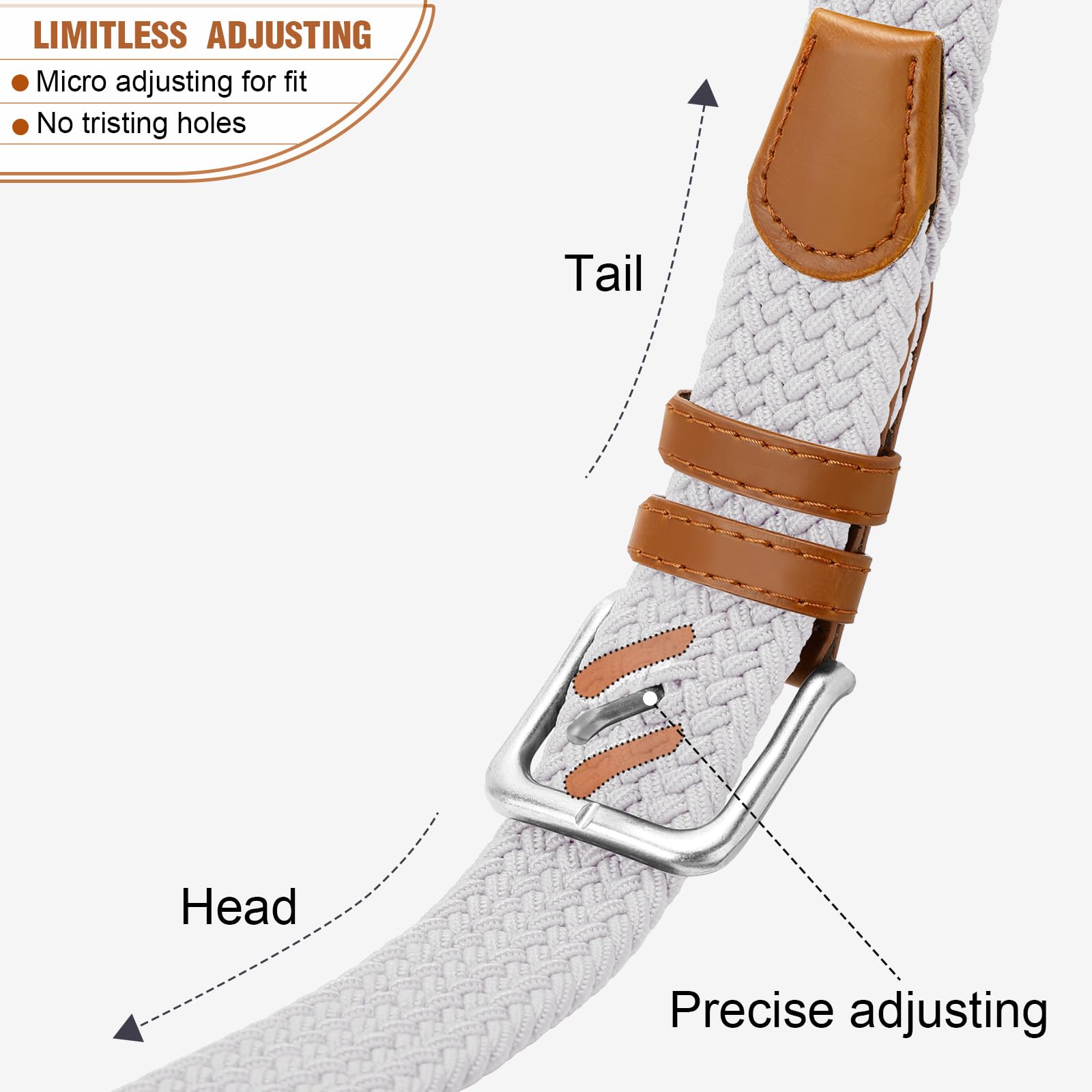Men's Braided Stretch Belt - Adjustable Elastic Waistband for Golf Pants, Casual Shorts & Jeans | Comfortable & Stylish for Everyday Wear & Outdoor Activities