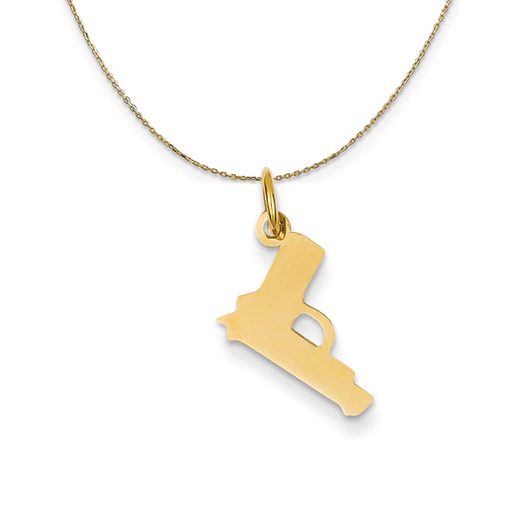 14k Yellow Gold Pistol Necklace - Elegant Black Bow Jewelry for Gifts & Parties