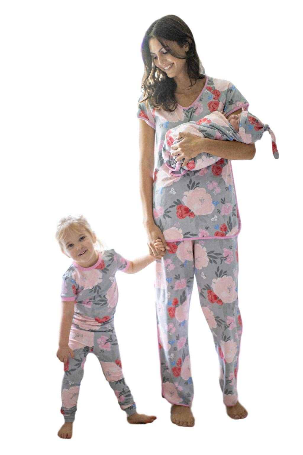 Matching Family Pajama Set - Mom & Big Sister/Brother Pajamas with Swaddle Blanket | Mommy & Me Outfit (Large/5T, Sophie Design) | Perfect for Family Photos, Christmas Morning & Cozy Nights