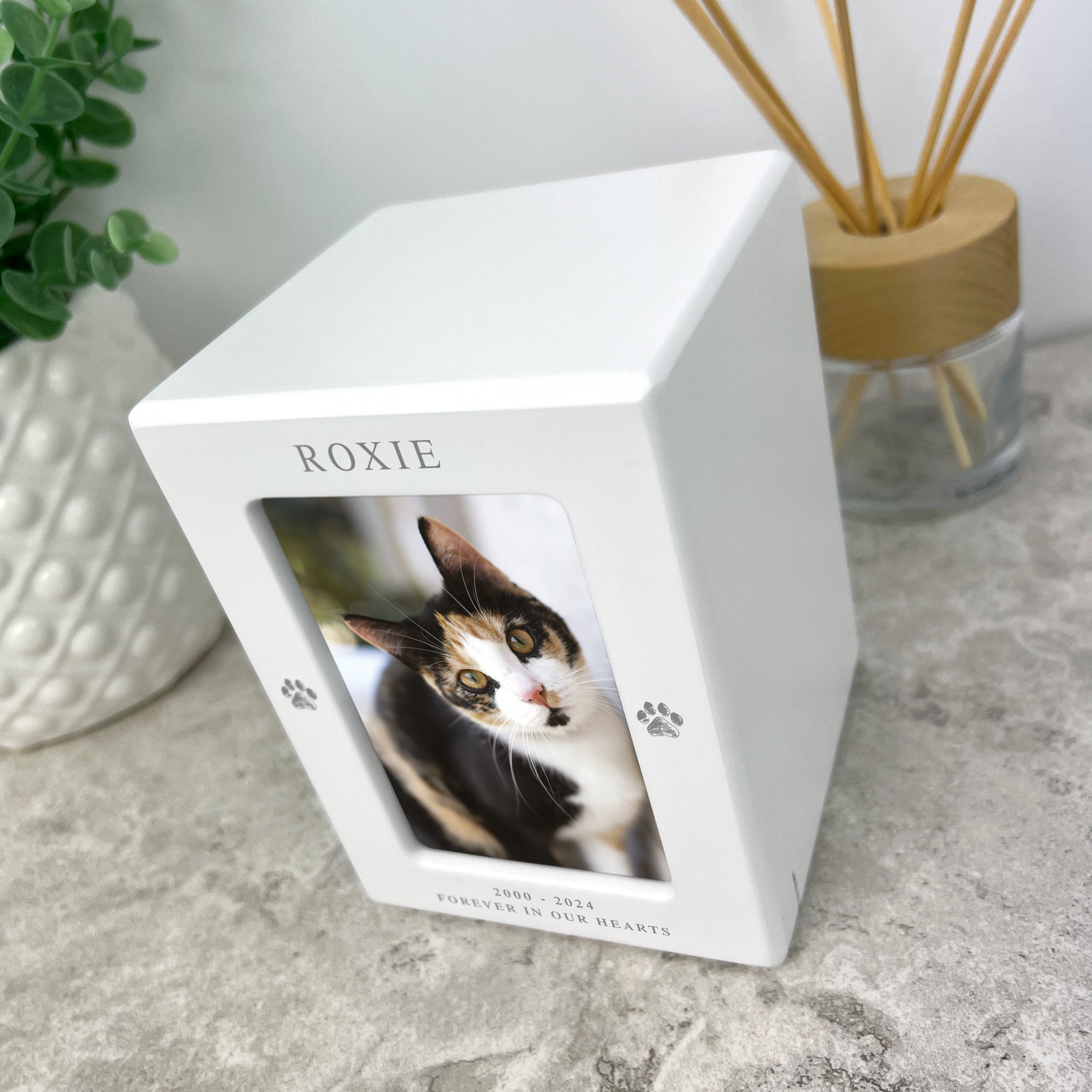 Personalized Paw Print Heart Pet Cremation Urn for Ashes - Holds 0.51 Liters with 9.5x6cm Photo Frame - Memorial Keepsake for Dogs, Cats & Beloved Pets | Perfect for Home Memorials & Pet Loss Gifts