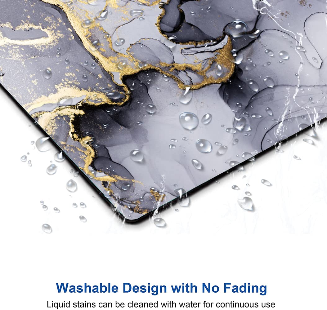 Premium Gray Gold Black Marble Gaming Mouse Pad - Non-Slip Rubber Base, Waterproof Office Mouse Mat with Custom Design (9.5