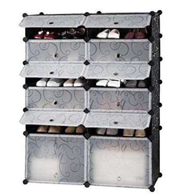Keenso 12-Cube Modular Shoe Rack | DIY Closet Organizer with Doors | 6-Tier Freestanding Shoe Storage Cabinet for Entryway, Bedroom & Closet | Space-Saving Shoe Shelf for Small Apartments & Dorm Rooms