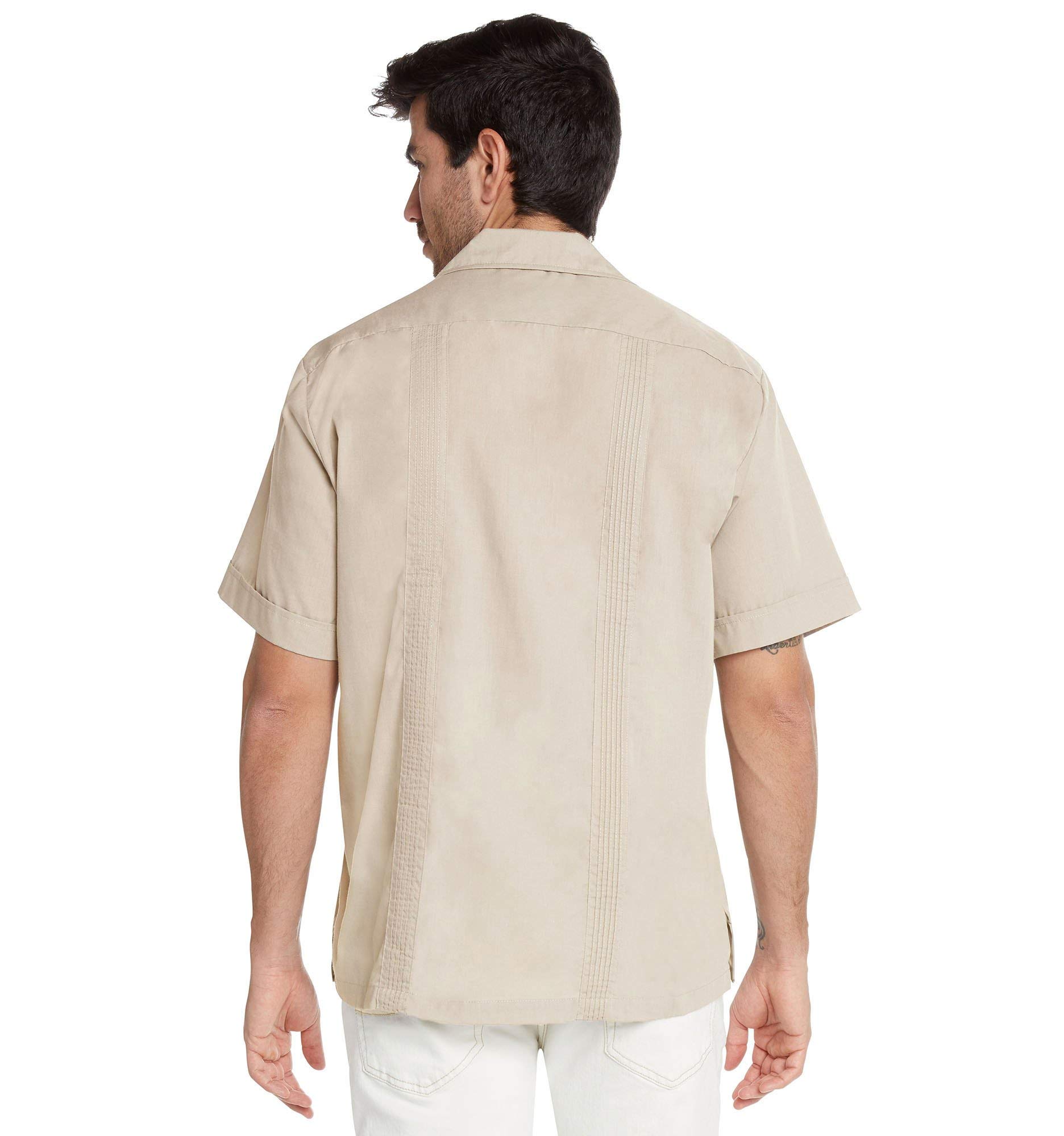 9 Crowns Essentials Men's Guayabera Button Down Shirt - Premium Cotton Short Sleeve Casual Shirt for Summer, Beach & Tropical Vacations - Perfect for Weddings, Parties & Outdoor Events