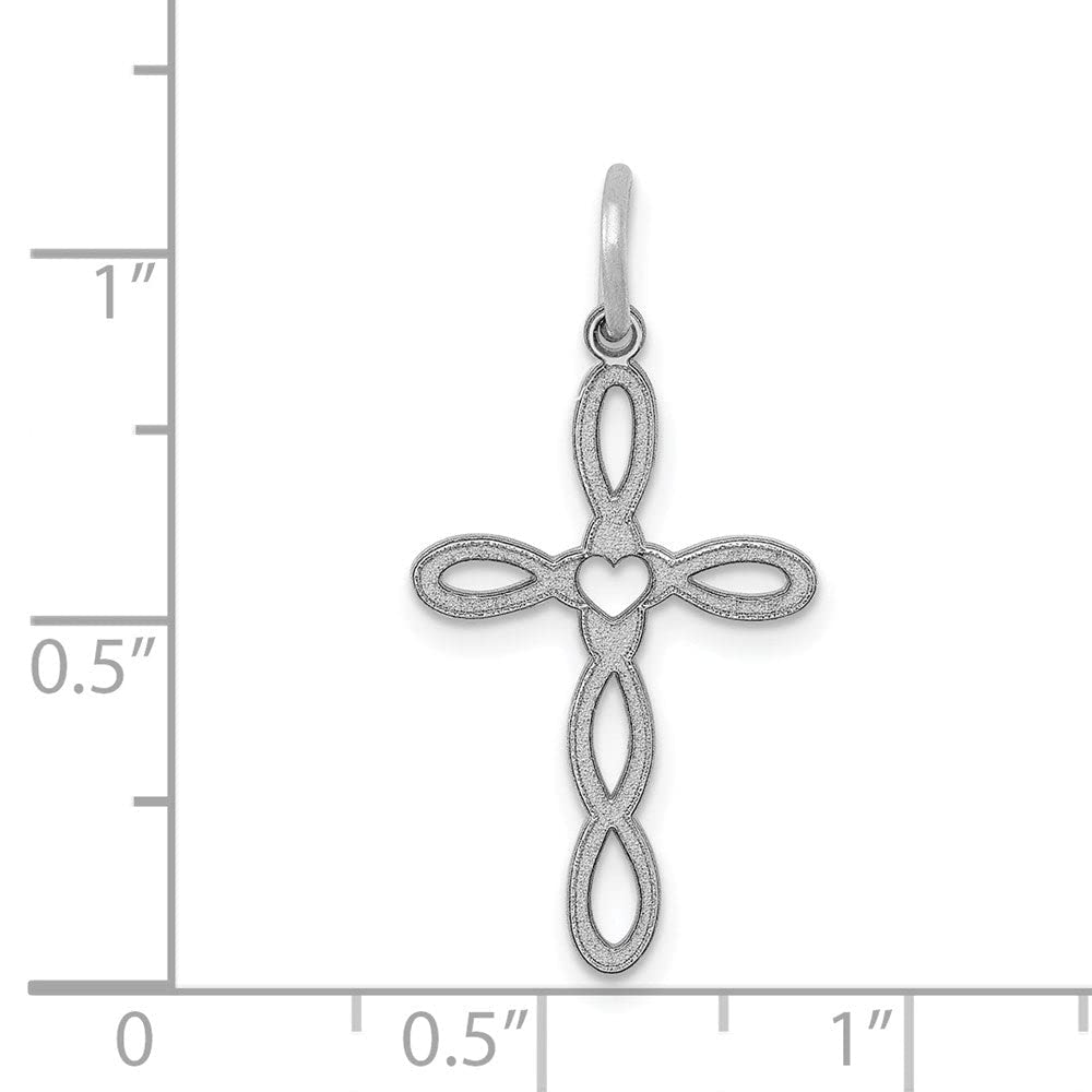 White Gold Laser Engraved Cross Charm Pendant - Handcrafted in USA - Perfect for Gifts, Religious Jewelry & Everyday Wear