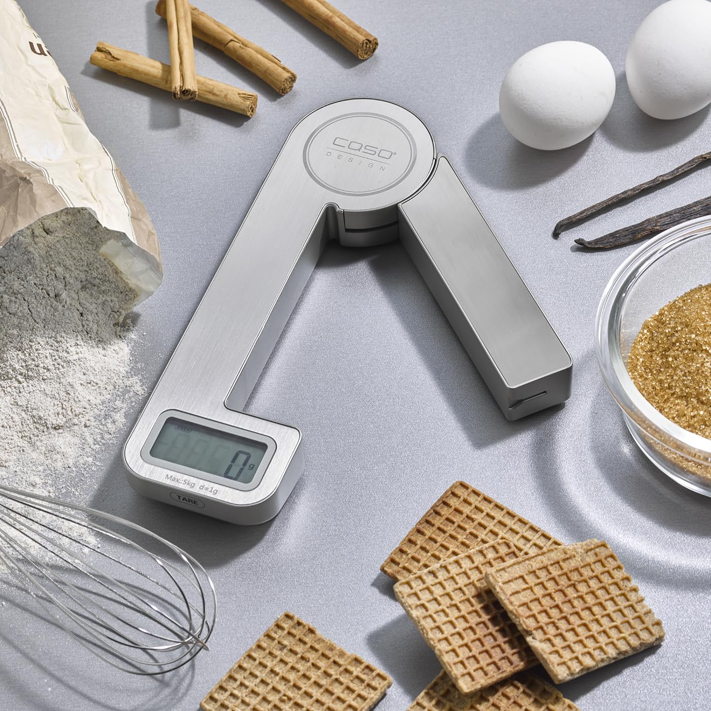 Eco-Friendly Kitchen Scale - No Batteries Needed, Kinetic Energy Powered, 5kg Capacity with 1g Precision, Ultra-Slim Stainless Steel Design for Baking, Cooking & Meal Prep