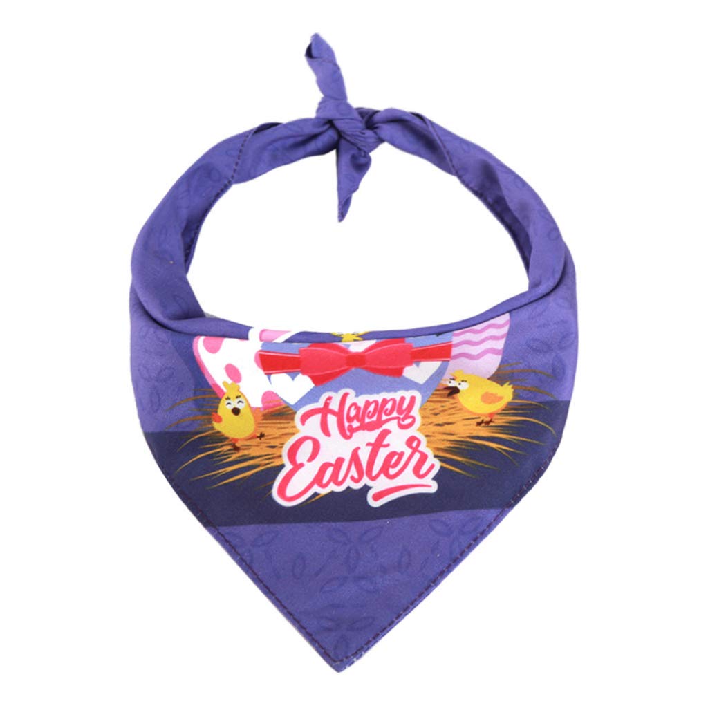 LEJIA Easter Pet Dog Bandana - Colorful Rabbit Bunny Egg Print Triangle Bib Scarf for Small & Large Dogs - Perfect for Easter Photos, Holiday Parties & Spring Outings