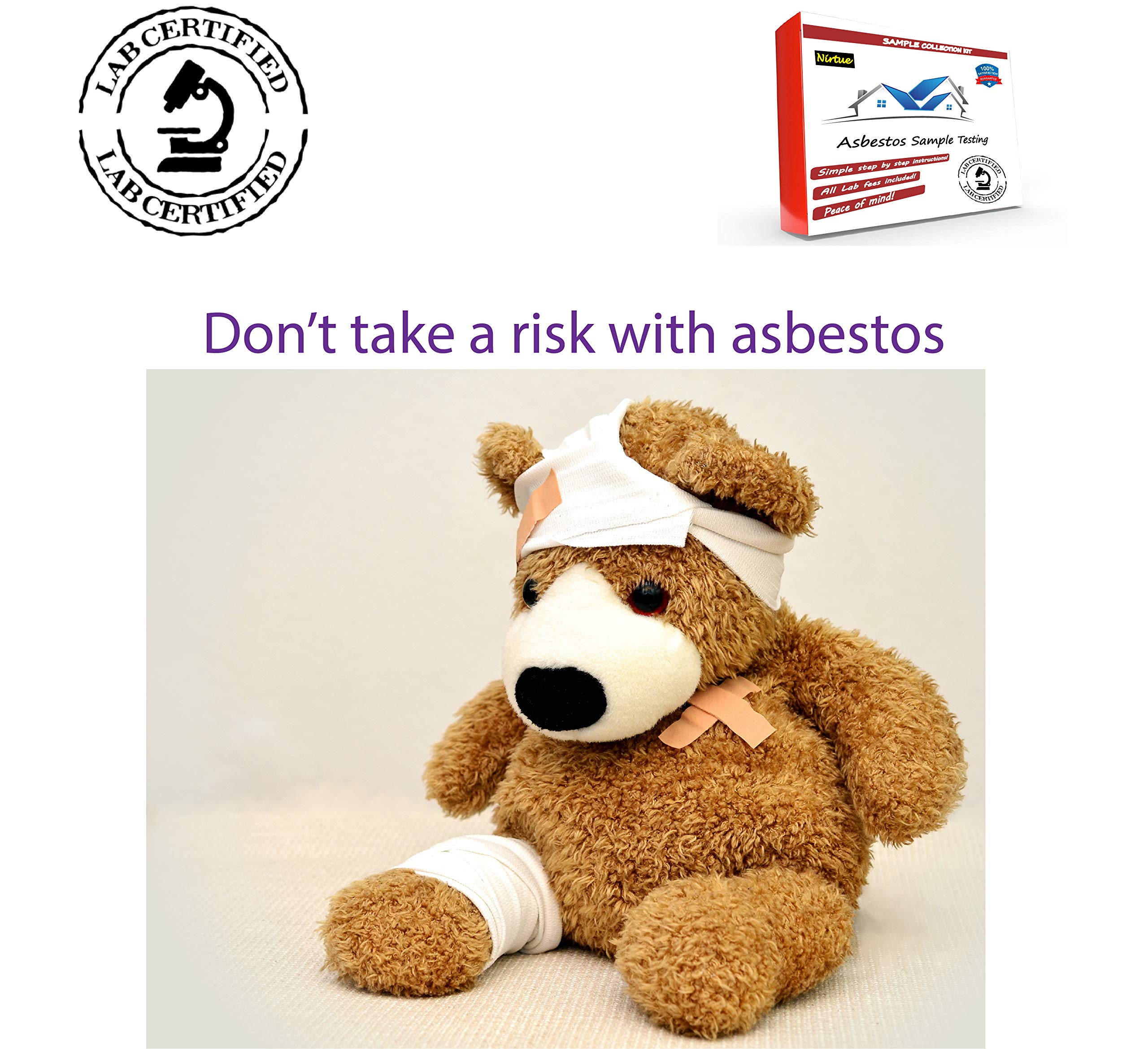 5-Pack Asbestos Test Kit - Includes Lab Fees for Testing Popcorn Ceilings, Tiles, Insulation & Building Materials (72-Hour Results) | Home Renovation Safety & DIY Hazard Detection