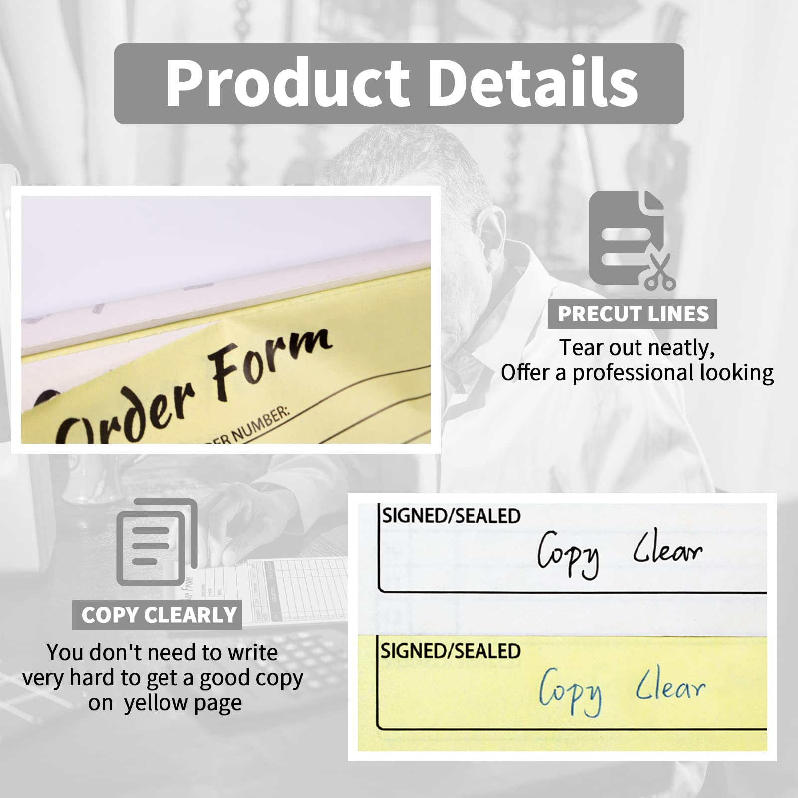 2-Pack Carbonless Order Forms & Receipt Book - 2-Part Sales Invoice Book for Small Business (5.5