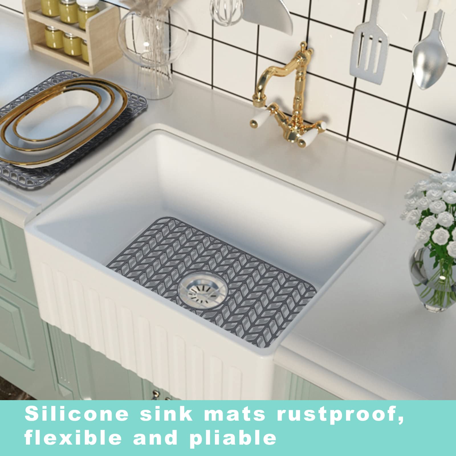 AWOKE Stainless Steel Kitchen Sink Protector Mat - 16.2