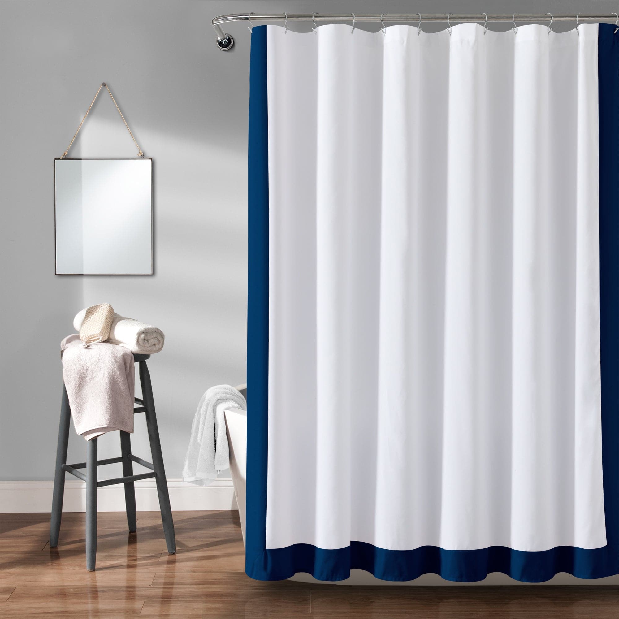 Waterproof Block Border Shower Curtain - Modern Bathroom Decor for Home & Hotel Use - Perfect for Bathrooms, Showers, and Spa Areas