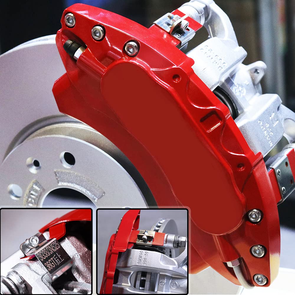 AOOA Red Brake Caliper Covers for 2008-2013 Ford Mustang - Set of 4 | High-Performance Protection & Custom Style Upgrade for Sports Cars