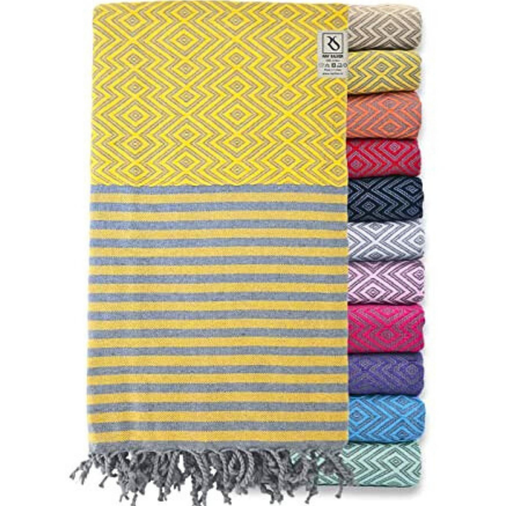 Ray Silver Turkish Beach Towel - Oversized 40x71 Inch 100% Cotton, Sand-Free, Quick Dry, Extra Large Lightweight Travel Towel for Adults - Perfect for Beach, Pool, Yoga, Picnics & Summer Gifts