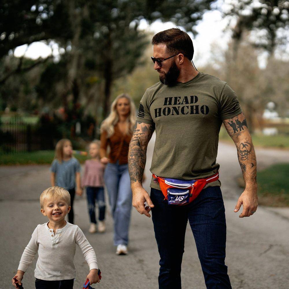 Head Honcho T-Shirt for Men - Military Green Cotton Tee - Casual Wear, Workout & Everyday Outfits