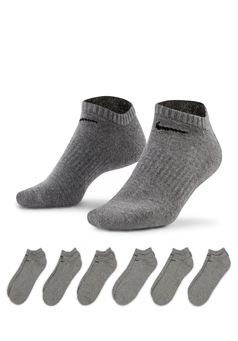 Nike Men's No-Show Athletic Socks 6-Pack - Breathable Cushioned Workout Socks for Running, Gym & Casual Wear - Moisture-Wicking Comfort Socks for Sports & Everyday Use
