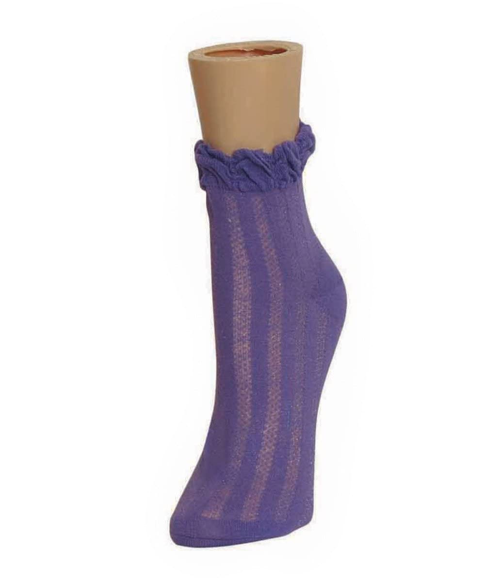 MeMoi Women's Thick-N-Sheer Cotton Blend Ankle Socks with Ruffle Cuff - Comfortable & Breathable for Everyday Wear, Workouts, and Casual Outfits