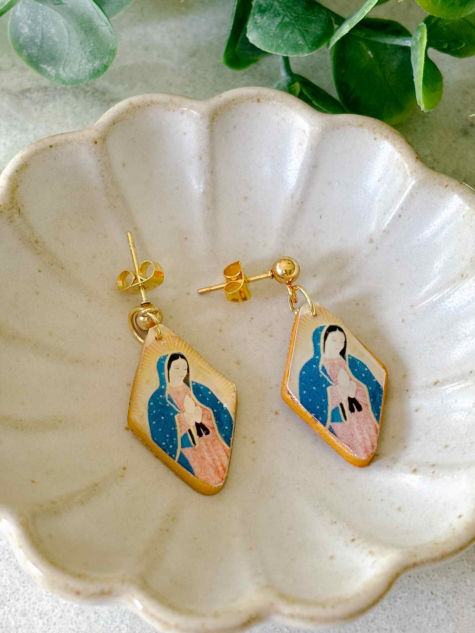 Handmade Our Lady of Guadalupe Earrings - Religious Jewelry for Women - Perfect for Church, Prayer & Special Occasions