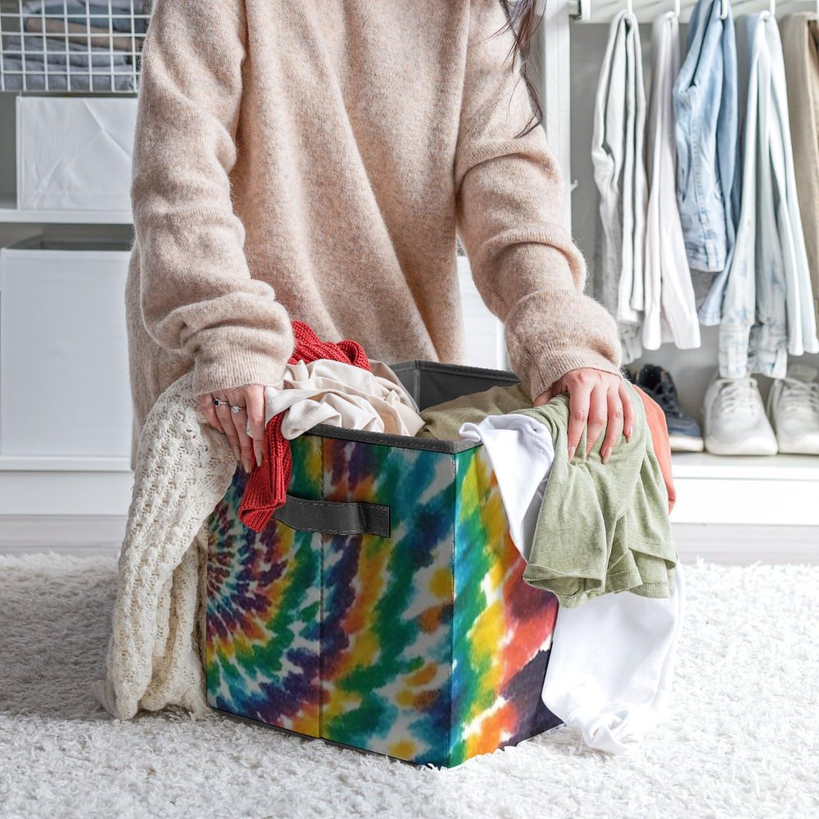 Vibrant Spiral Tie-Dye Storage Bin - 10.6