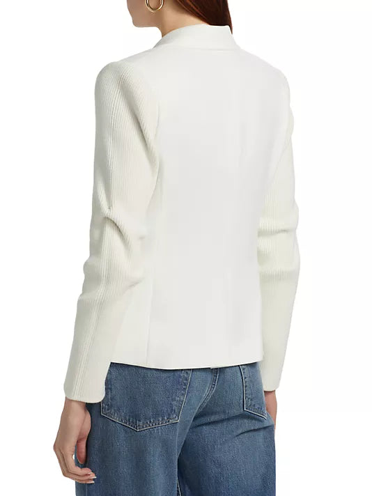 Flora Mixed Media Jacket - Soft White Women's Fashion Outerwear | Perfect for Spring Layering & Casual Outfits