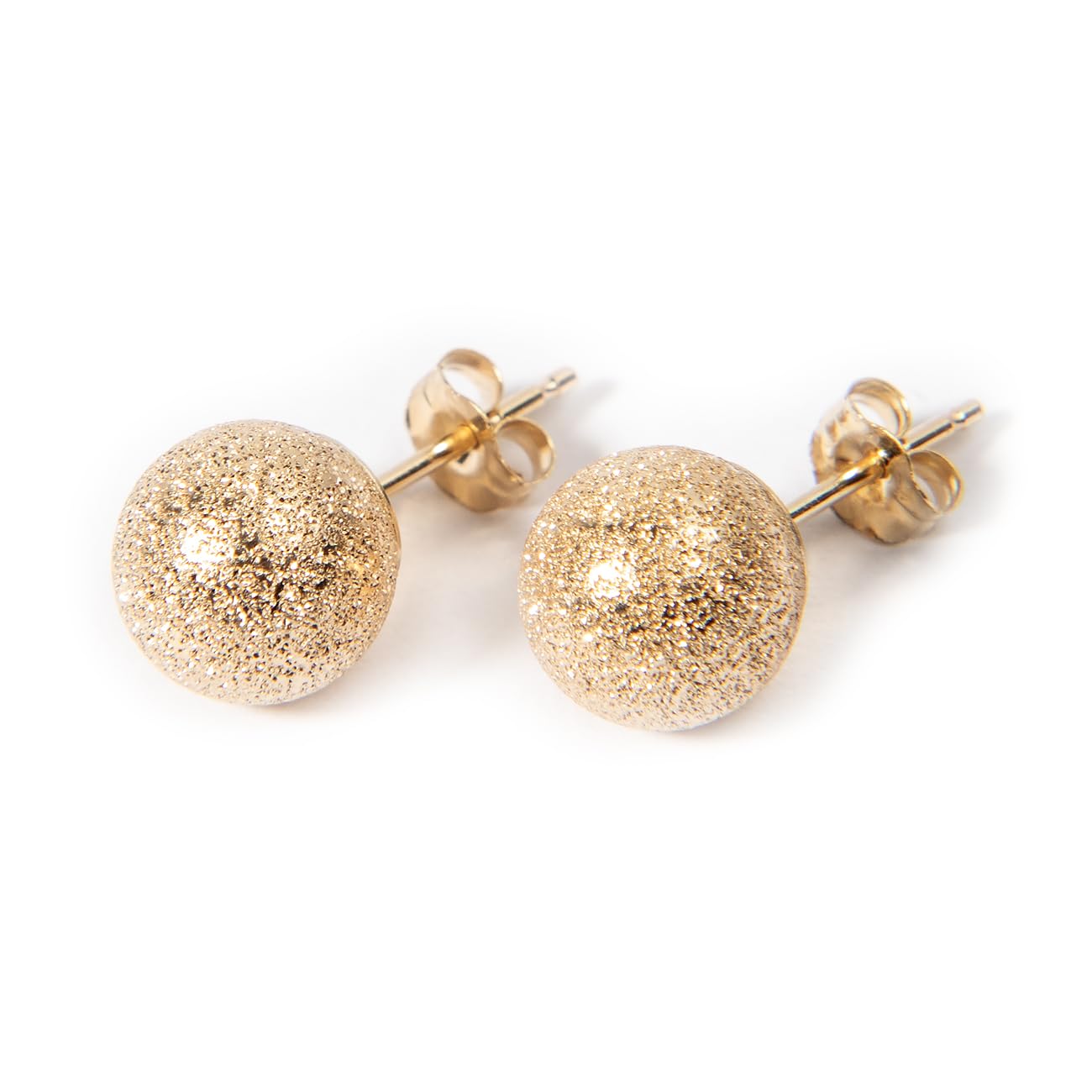 14k Gold Stud Earrings for Women - Butterfly Back Design Ball Earrings (3/4/5/6/7/8mm) | Perfect Anniversary, Valentine's Day & Birthday Gift for Her | Elegant Jewelry for Date Nights, Weddings & Special Occasions