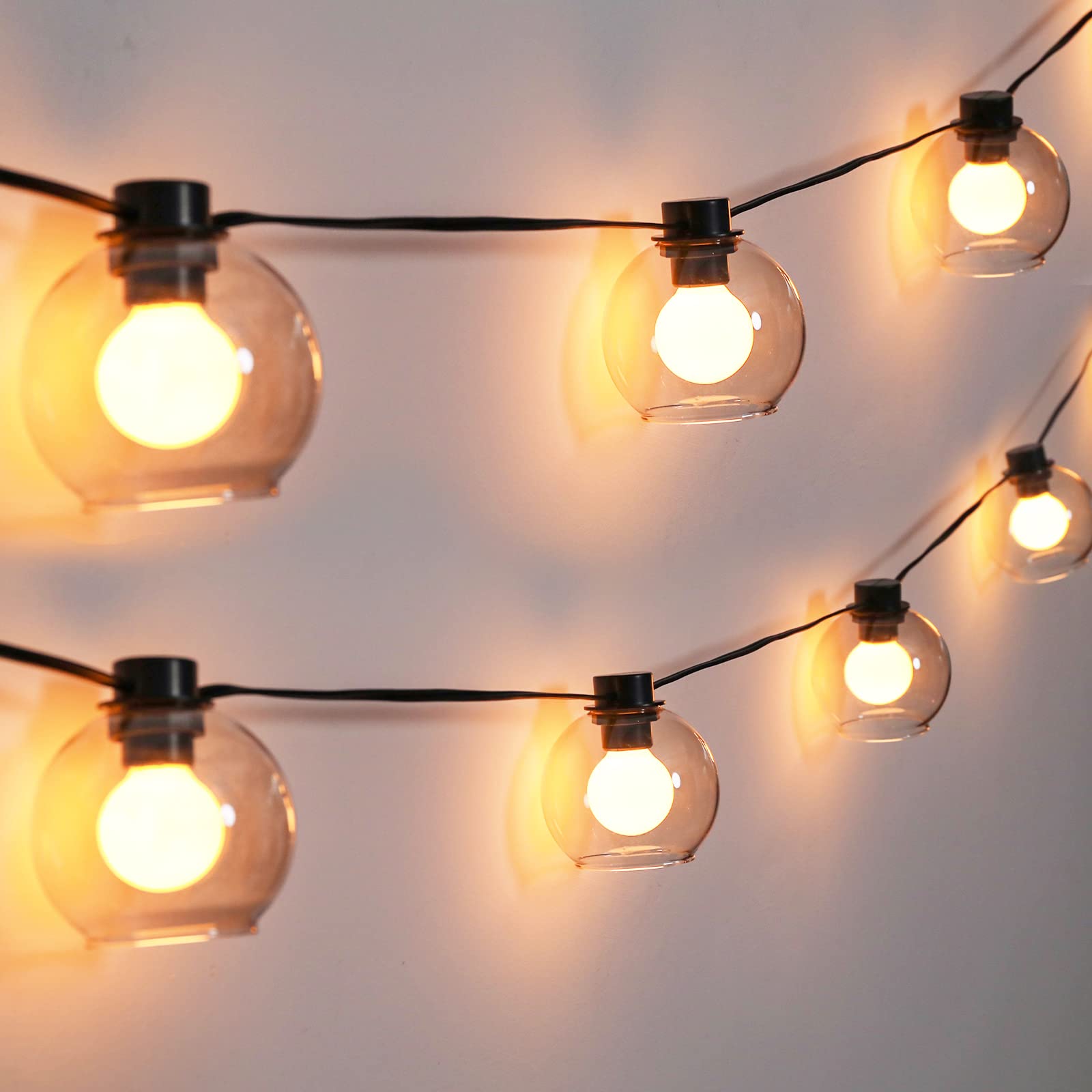 Afirst 10 LED Glass Globe Bistro String Lights - Waterproof Connectable Hanging Patio Lights for Indoor, Porch, Backyard, Garden - Perfect for Weddings, Parties, and Outdoor Dining Decor