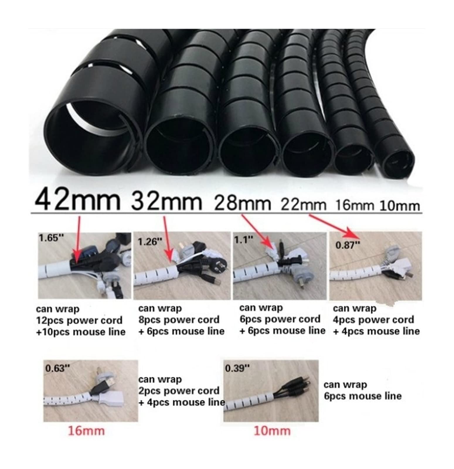 1 Meter Spiral Cable Wrap - Flexible Wire Organizer, Cable Protector & Management Tube for Tidy Storage - 10mm Grey - Perfect for Home, Office & Workshop Electronics Organization