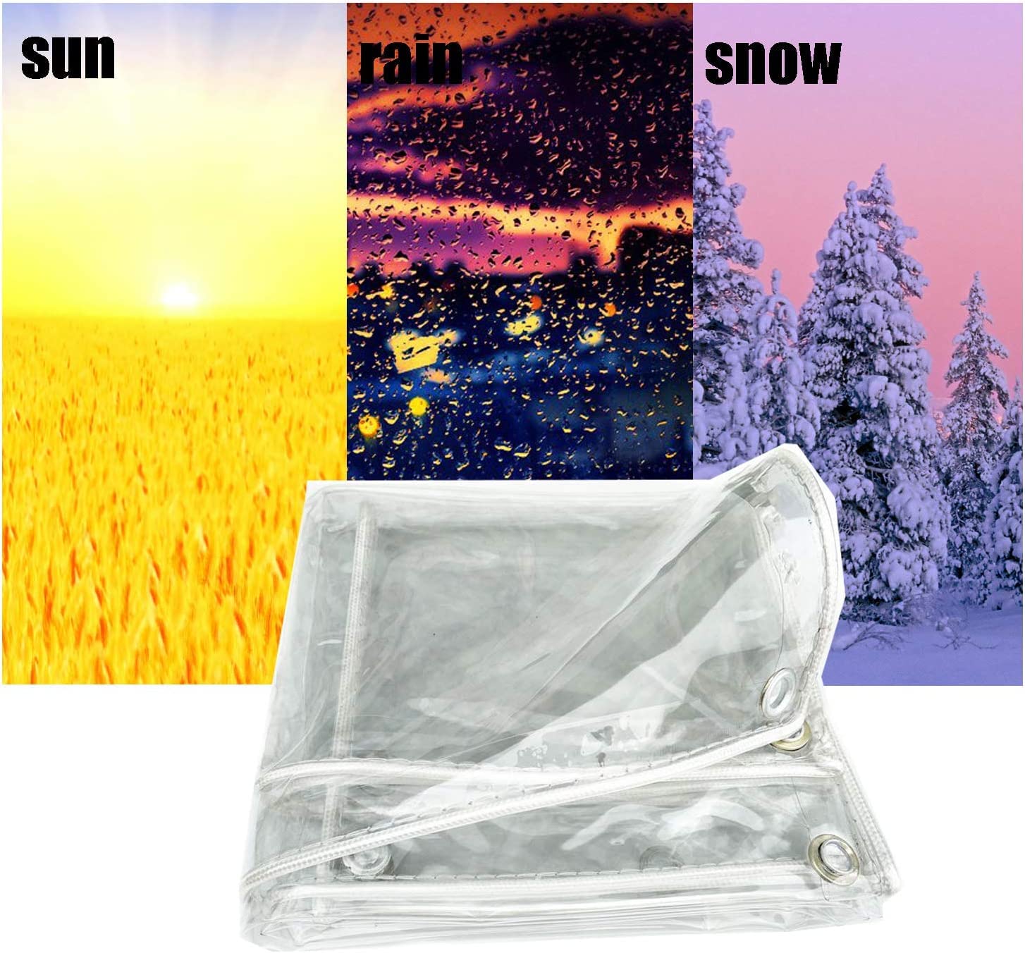 Heavy Duty Clear Waterproof Tarp with Aluminum Grommets - 3x26Ft UV-Resistant Snow Protection Cover for Outdoor, Camping, RV, Boat, and Equipment Protection
