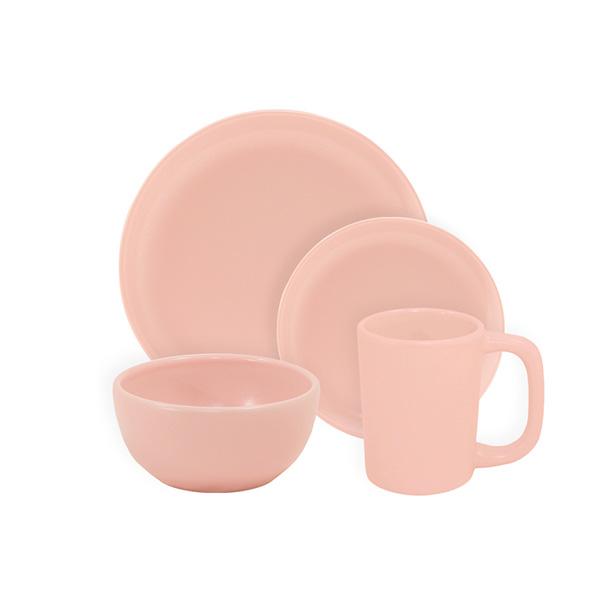 4-Piece Matte Pink Dinnerware Set - Elegant Plates & Bowls for Dining, Entertaining, and Everyday Use