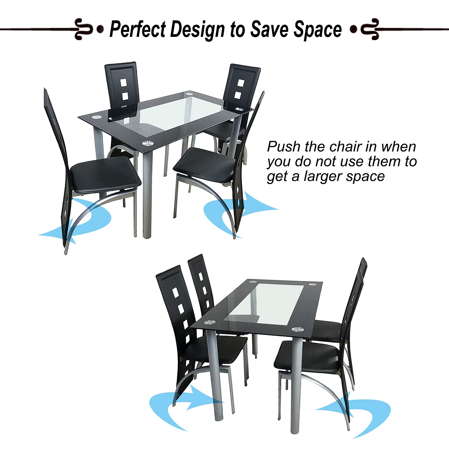 5-Piece Modern Dining Table Set with 43