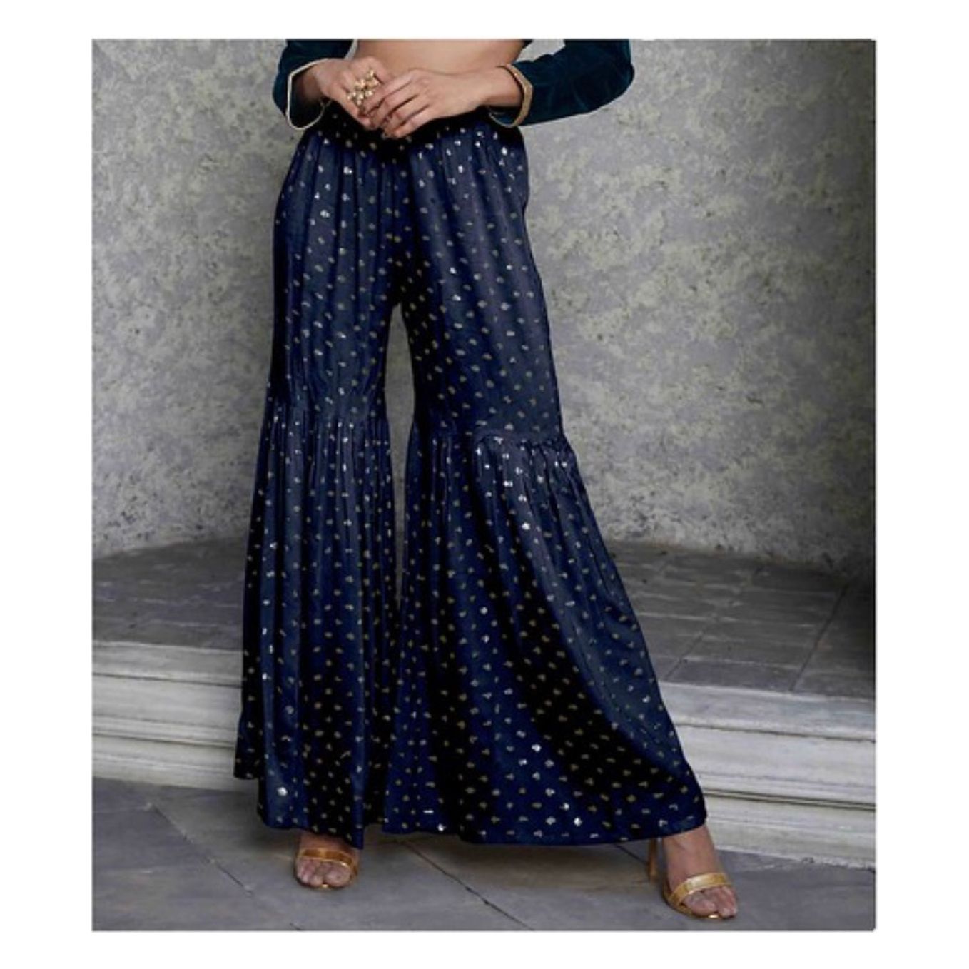 Stylish Indo Fusion Sharara Pants for Women - Elegant Flared Palazzo Bottoms for Weddings, Parties & Festive Occasions