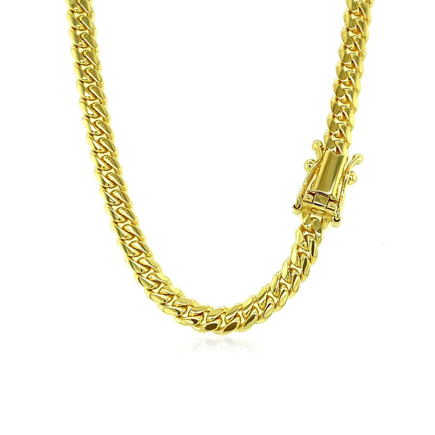 4.0mm 14k Yellow Gold Solid Miami Cuban Chain for Men - Classic Cuban Link Necklace for Everyday Wear & Gifts