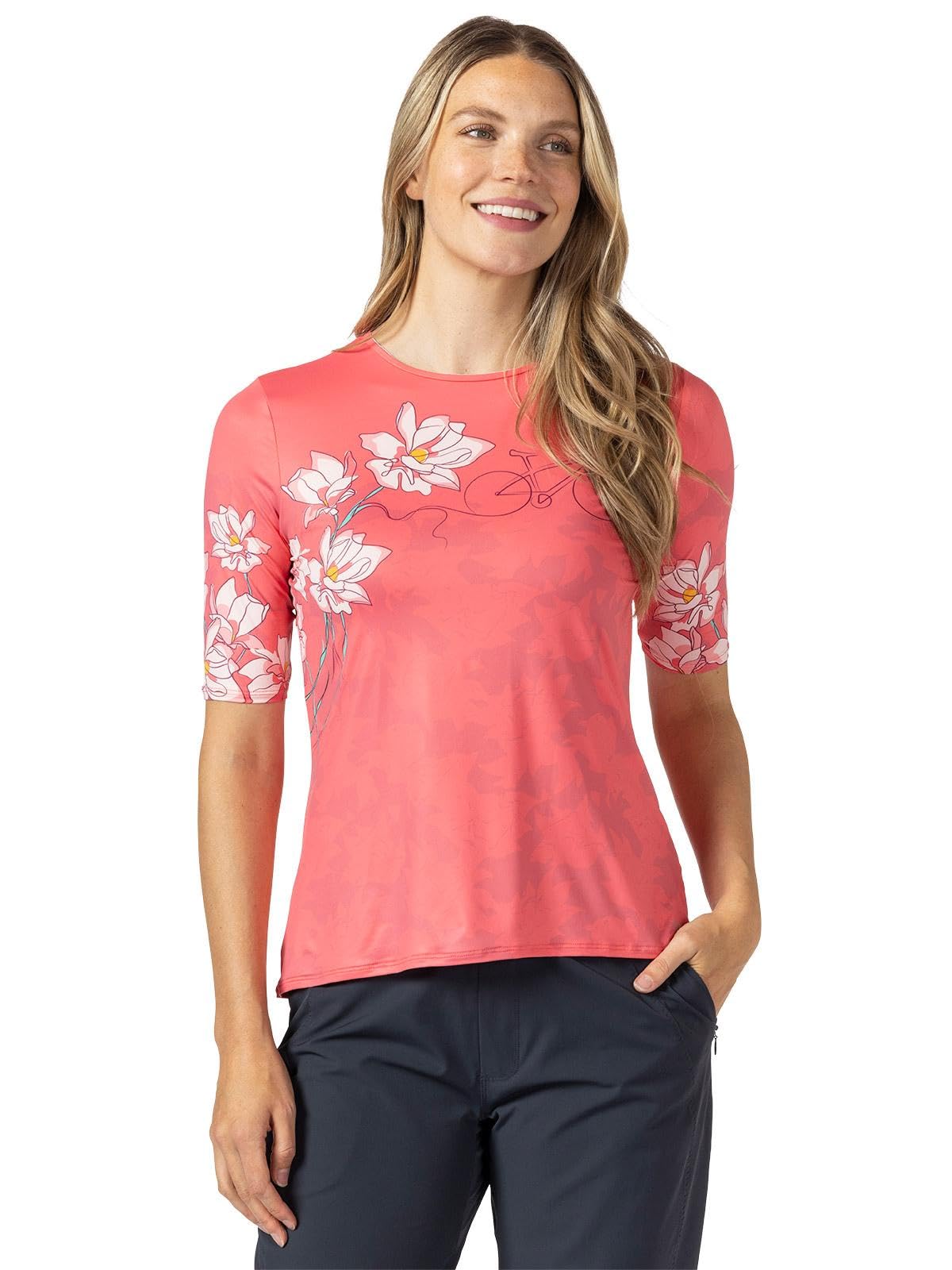 Women's Terry Cycling Jersey - UPF 50+ Short Sleeve Flow Summer Top, Relaxed Fit Biking Shirt for Road & Mountain Biking | Perfect for Outdoor Cycling & Fitness Activities
