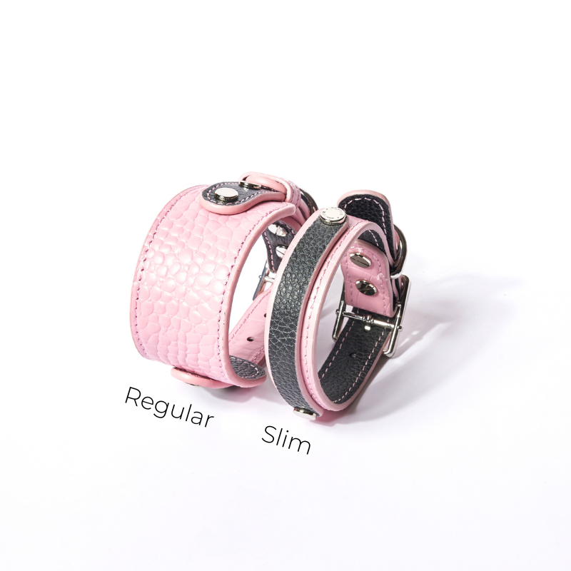 Premium Slim Flamingo Leather Dog Collar - Adjustable & Stylish Pet Accessory for Small to Medium Dogs - Perfect for Daily Walks, Training & Fashion Outfits